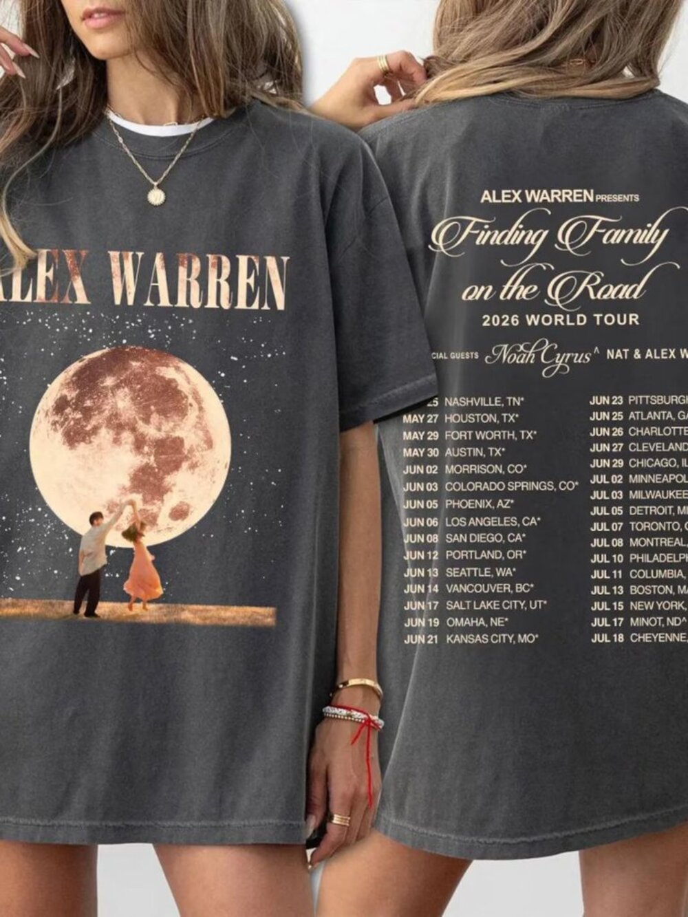 Alex Warren Moon Shirt, Retro 2026 World Tour T-Shirt
